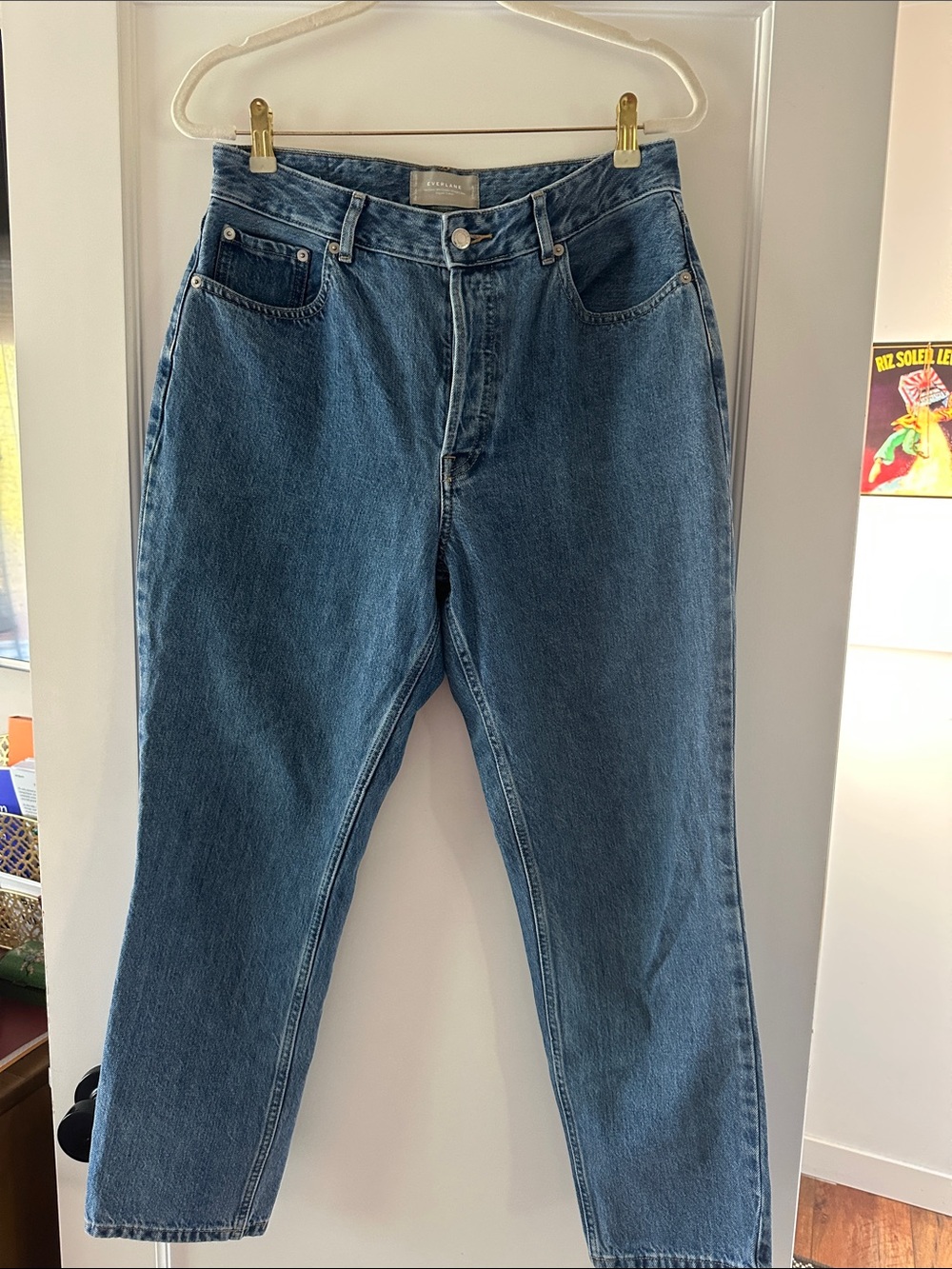 Everlane High-Rise Blue Straight-Leg Jeans